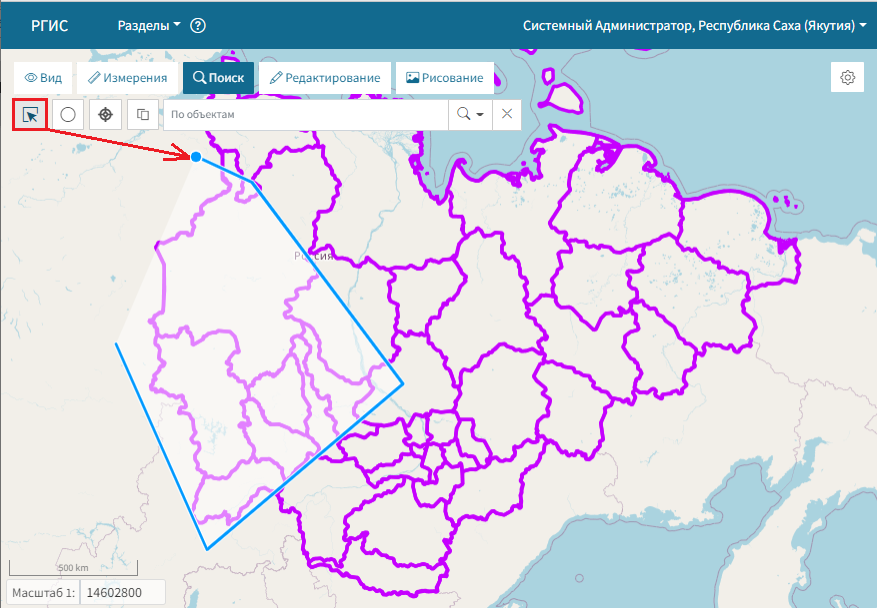 Задание области поиска на карте