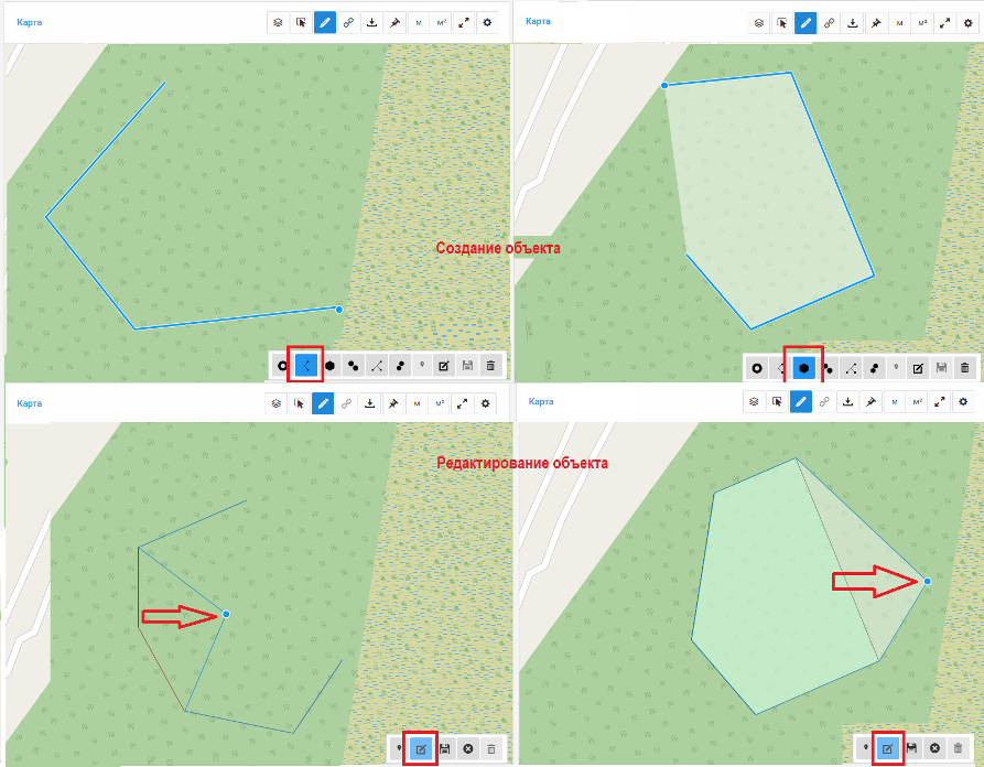 Создание/редактирование геометрий по типу "Линия" "Полигон"