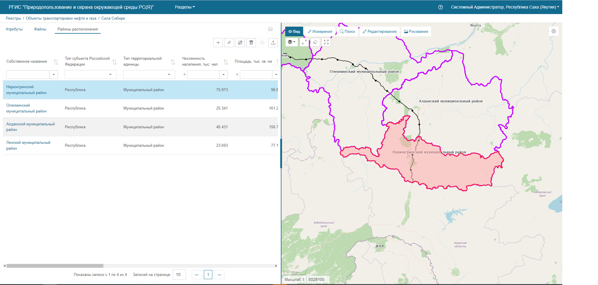 Выбранный объект связанного реестра