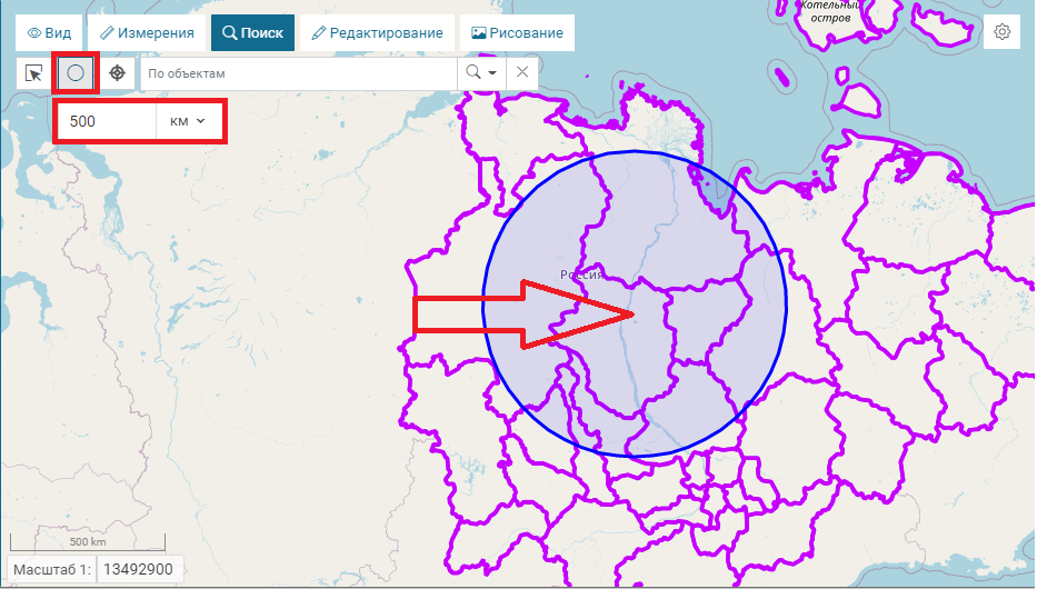 Поиск объектов в заданном радиусе